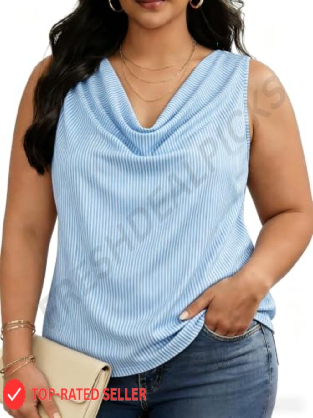 Women's Cowl Neck Sleeveless Business Casual Blouse